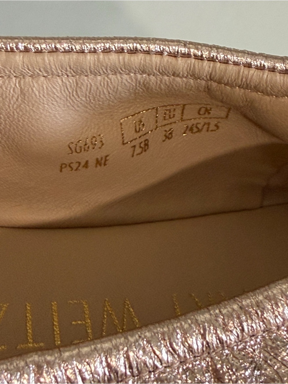 Stuart Weitzman Ballet Flats Metallic Rose Gold - Picture 10 of 11